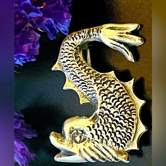 Alva Museum Replicas Jewelry - Vintage Alva Museum Replicas-Nordic Silver Dolphin Brooch.